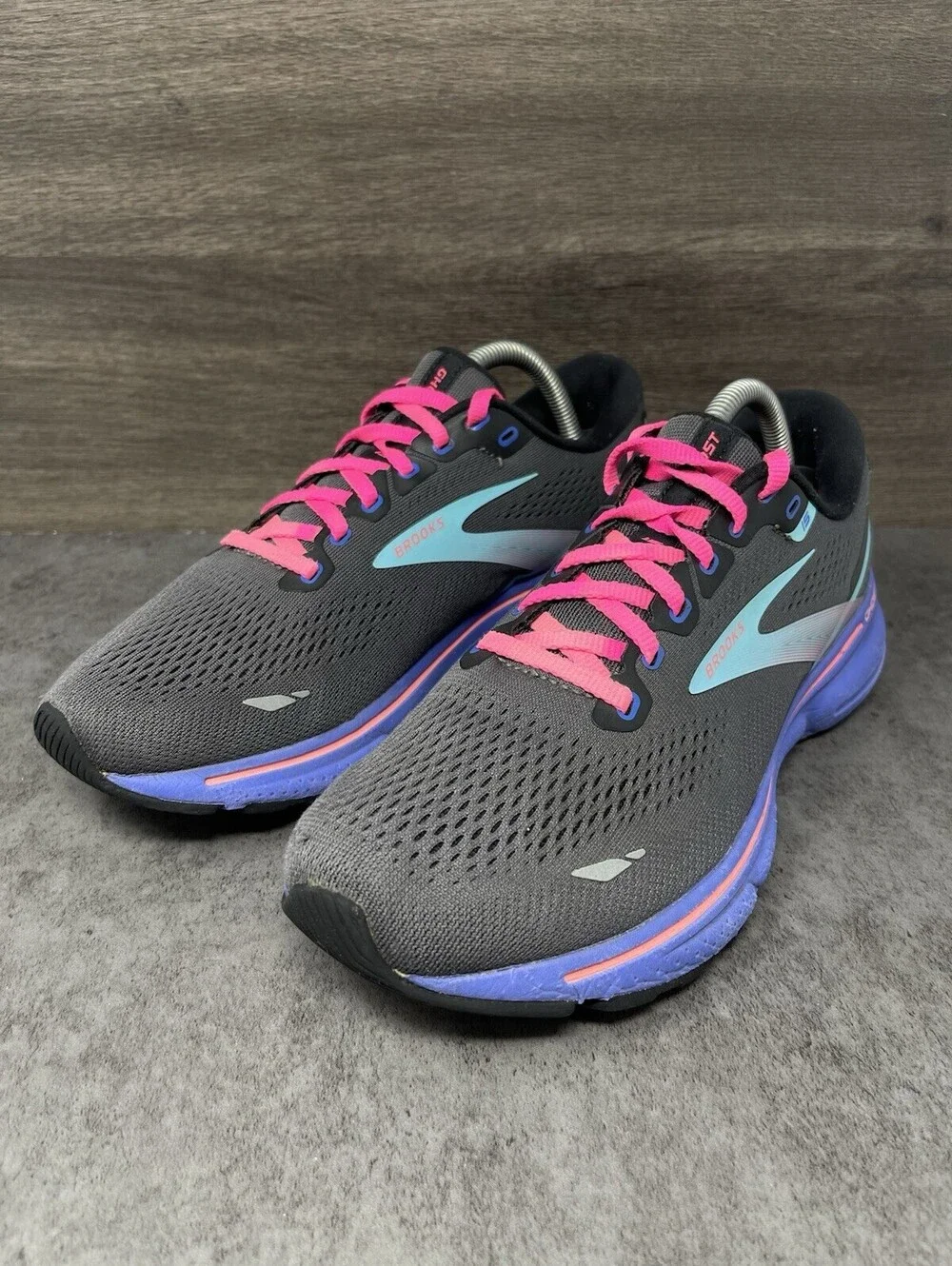 Brooks Ghost 15 Size 10 Womens Black Blue Aruba DNA LOFT v2 Running Shoes